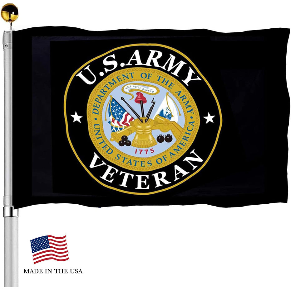 Army Veteran Emblem Flag – Double-Sided, 3-Ply Polyester (3x5ft)—American Made