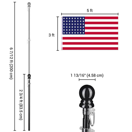 LINCOLN 6' Telescoping Wall Mount Flagpole Kit