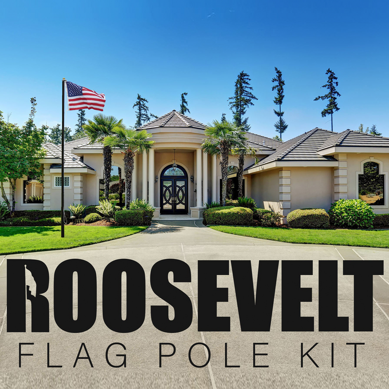 Stand Roosevelt Premium 25ft Telescoping Flag Pole Kit, Thick 14-Gauge  Black Anodized Aluminum for Extra Strength, 4'x6' USA Flag, Lifetime  Warranty – Stand Flag Poles