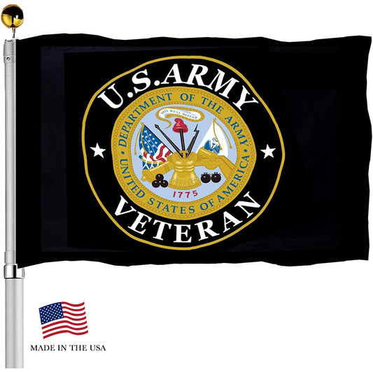 Army Veteran Emblem Flag – Double-Sided, 3-Ply Polyester (3x5ft)—American Made